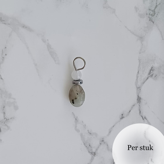 Mix & match bedel met witte Kwarts en Lotus Jaspis zilverkleur