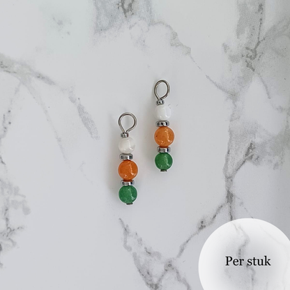 Mix & match bedel met sunstone, aventurijn en schelpkraal zilverkleur