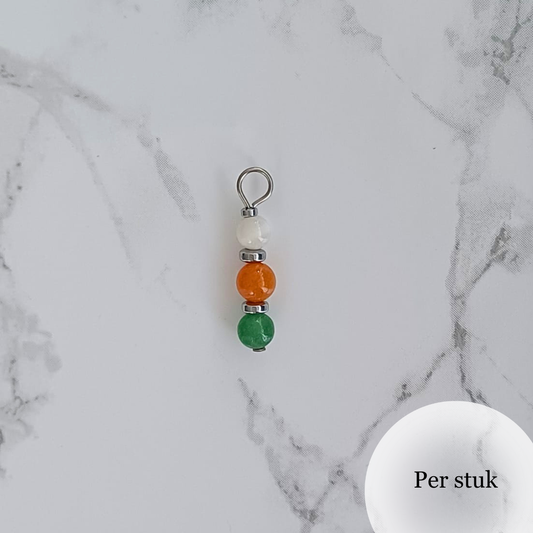 Mix & match bedel met sunstone, aventurijn en schelpkraal zilverkleur