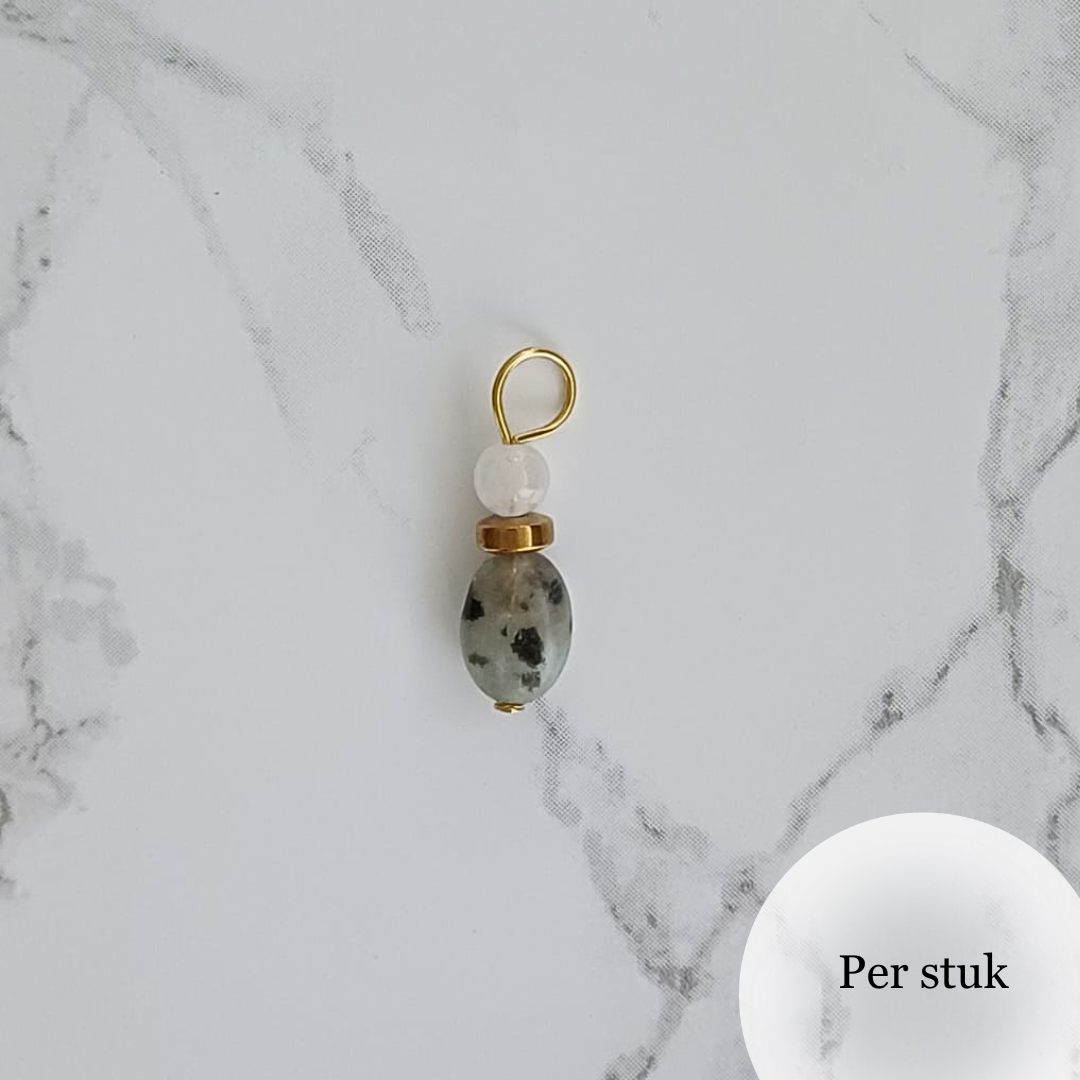 Mix & match bedel met witte Kwarts en Lotus Jaspis goudkleur
