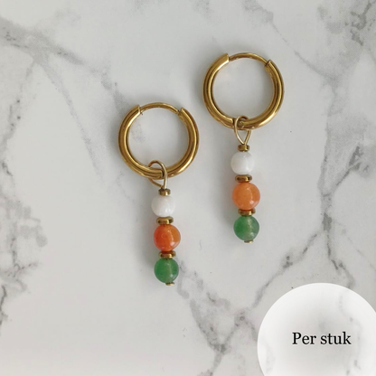 Mix & match bedel met sunstone, aventurijn en schelpkraal goudkleur