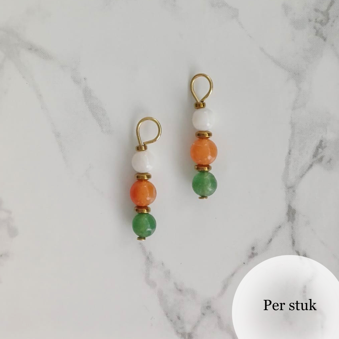 Mix & match bedel met sunstone, aventurijn en schelpkraal goudkleur