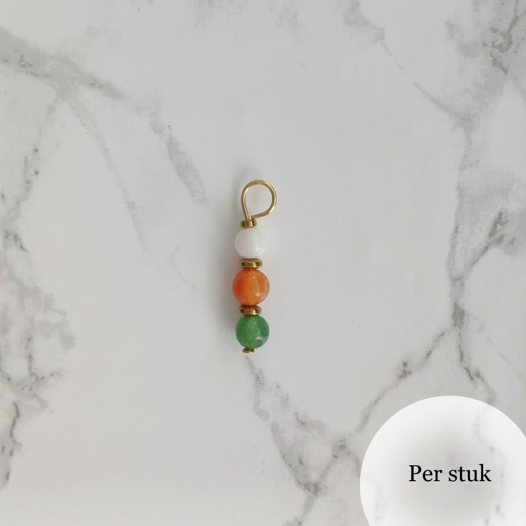 Mix & match bedel met sunstone, aventurijn en schelpkraal goudkleur