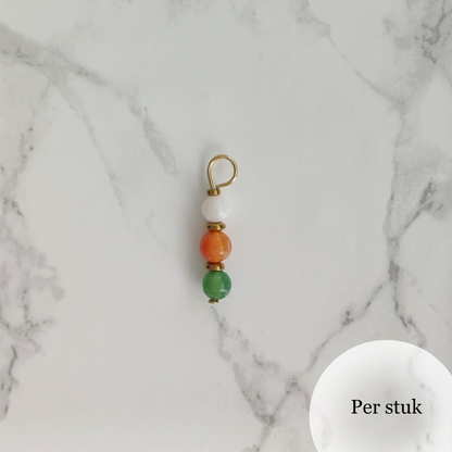 Mix & match bedel met sunstone, aventurijn en schelpkraal goudkleur