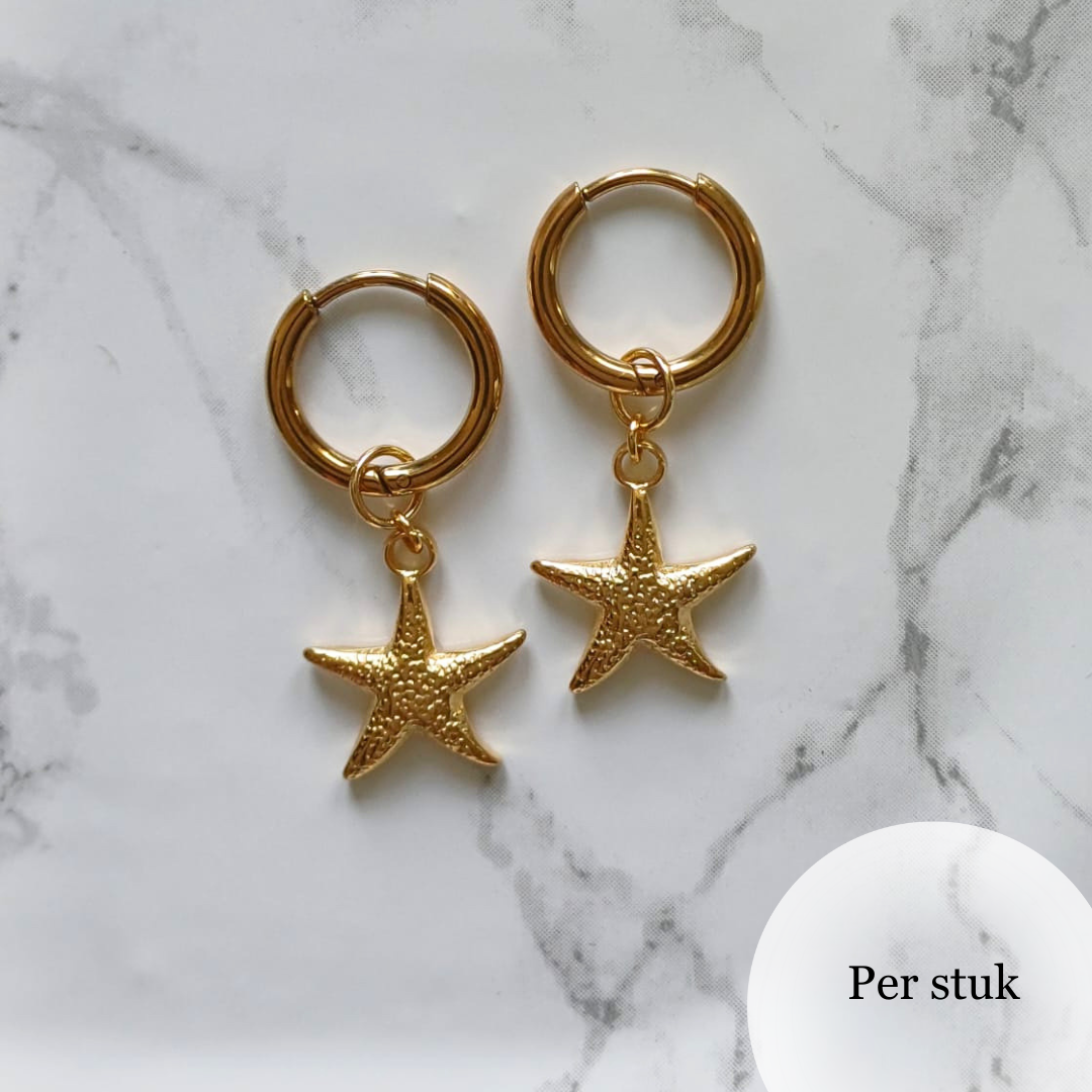 Mix & match bedel met RVS zeester goudkleur