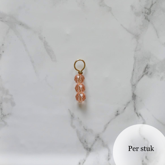 Mix & match bedel met peachy roze facetkralen goudkleur