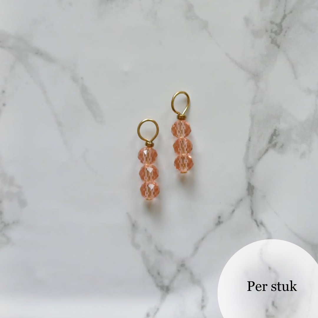 Mix & match bedel met peachy roze facetkralen goudkleur