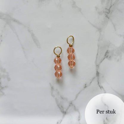 Mix & match bedel met peachy roze facetkralen goudkleur