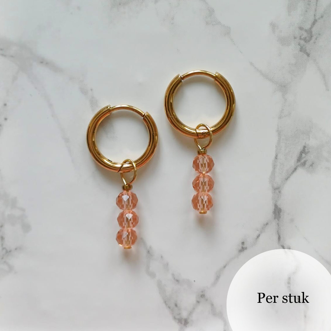 Mix & match bedel met peachy roze facetkralen goudkleur