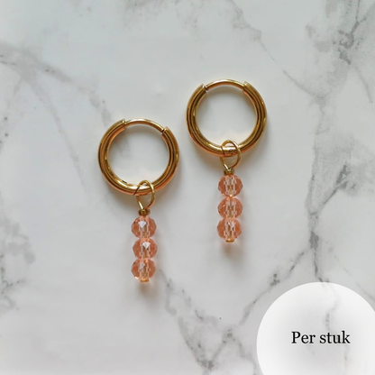 Mix & match bedel met peachy roze facetkralen goudkleur