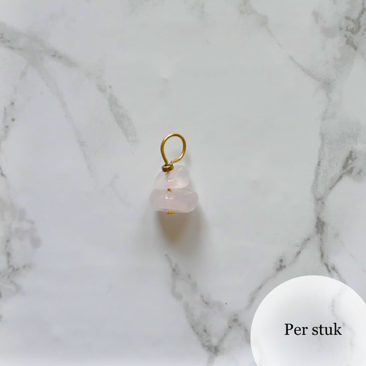 Mix & match bedel met rozenkwarts chips goudkleur
