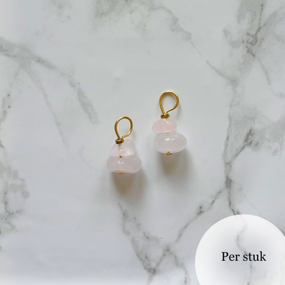 Mix & match bedel met rozenkwarts chips goudkleur