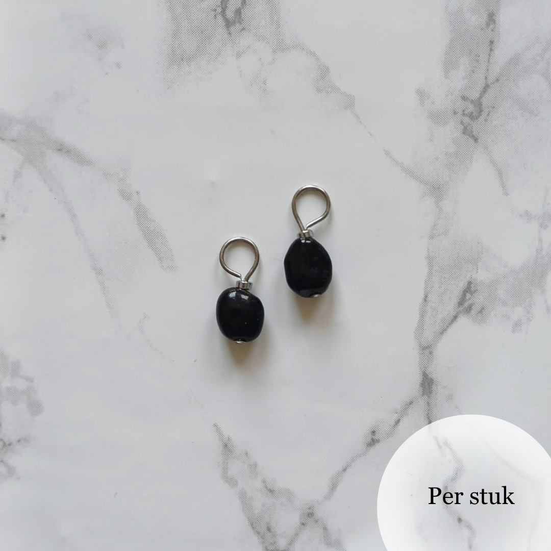 Mix & match bedel met met zwarte obsidiaan zilverkleur