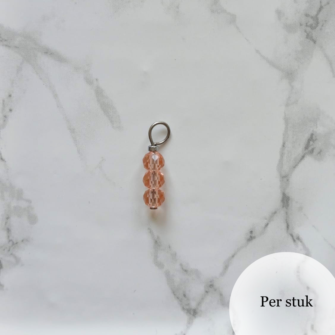 Mix & match bedel met peachy roze facetkralen zilverkelur