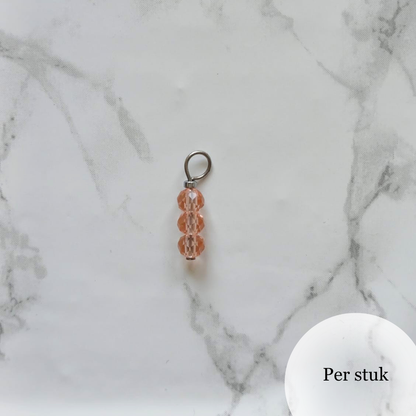 Mix & match bedel met peachy roze facetkralen zilverkelur