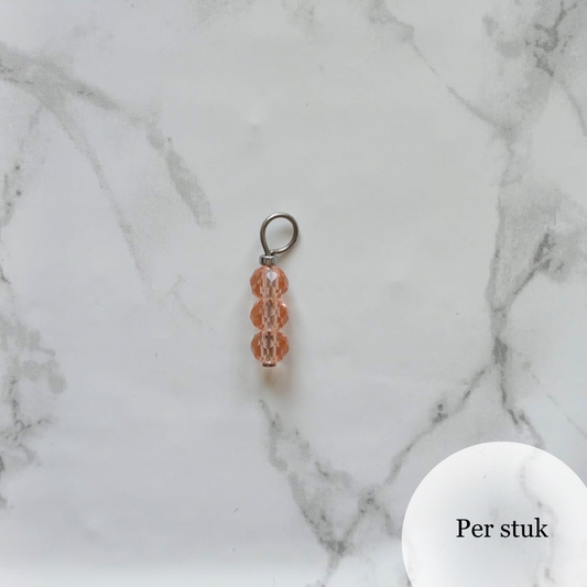 Mix & match bedel met peachy roze facetkralen zilverkelur