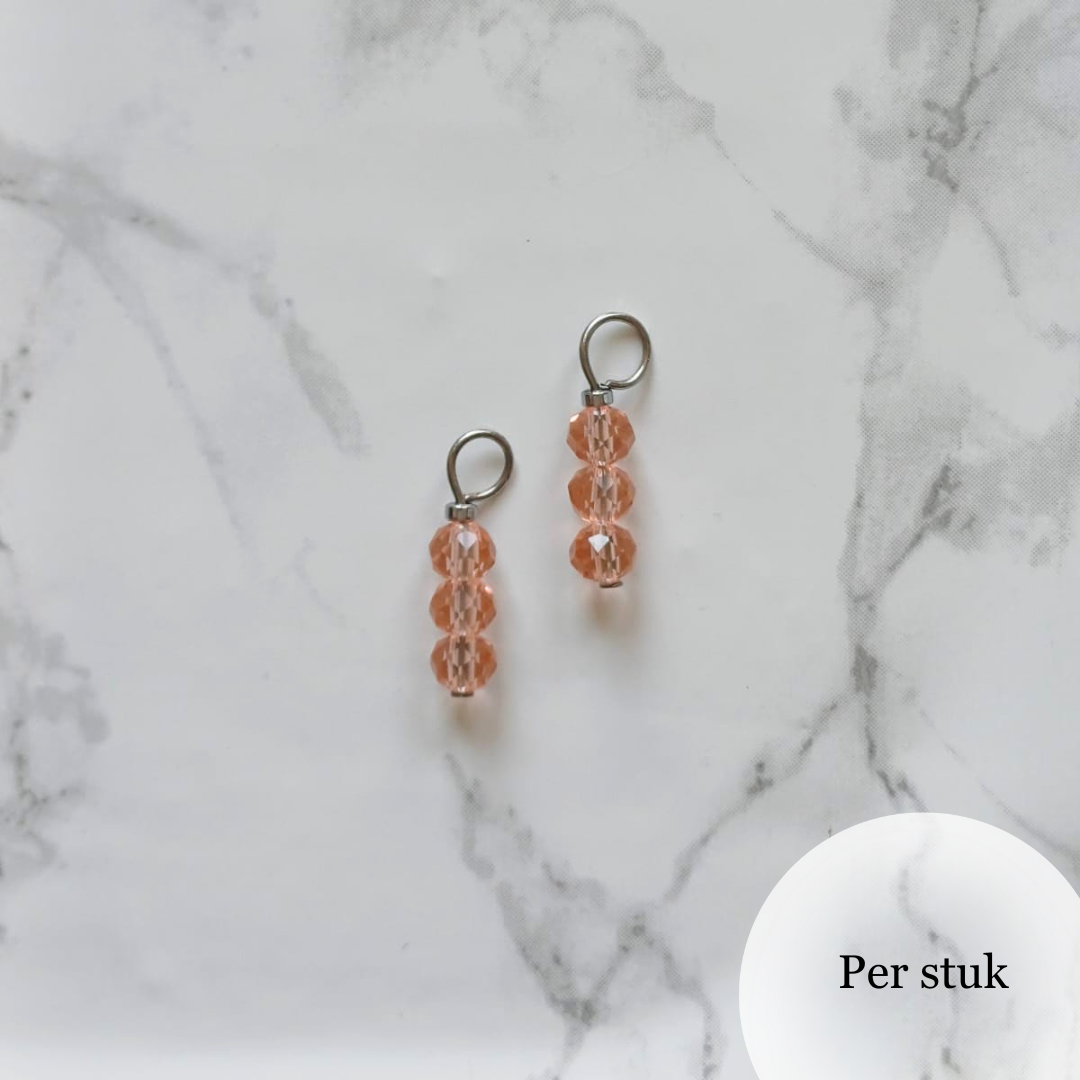 Mix & match bedel met peachy roze facetkralen zilverkelur