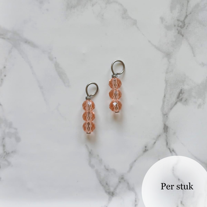 Mix & match bedel met peachy roze facetkralen zilverkelur