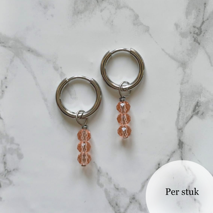 Mix & match bedel met peachy roze facetkralen zilverkelur