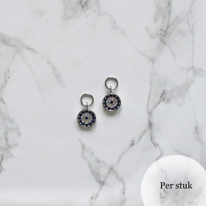 Mix & match bedel met witte en blauwe zirkonia zilverkleur