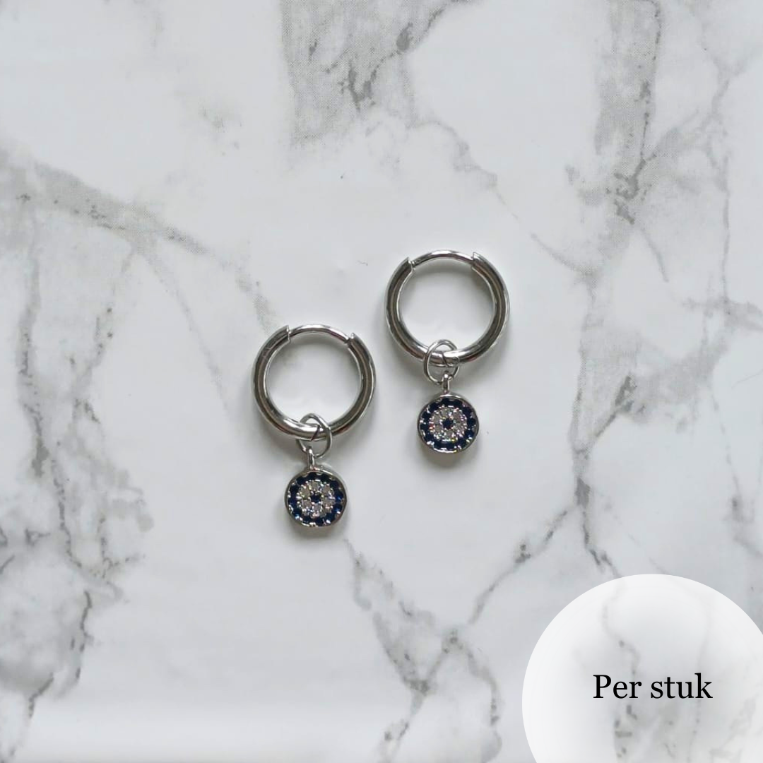 Mix & match bedel met witte en blauwe zirkonia zilverkleur