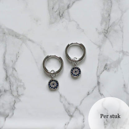 Mix & match bedel met witte en blauwe zirkonia zilverkleur