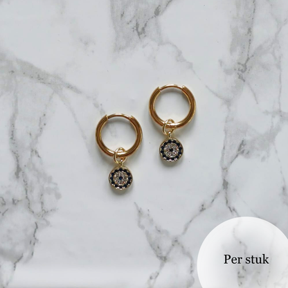 Mix & match bedel met witte en blauwe zirkonia goudkleur