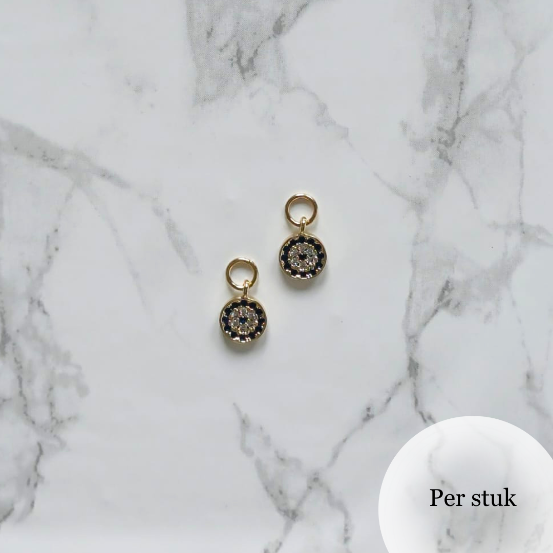 Mix & match bedel met witte en blauwe zirkonia goudkleur