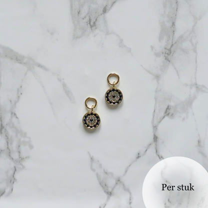 Mix & match bedel met witte en blauwe zirkonia goudkleur