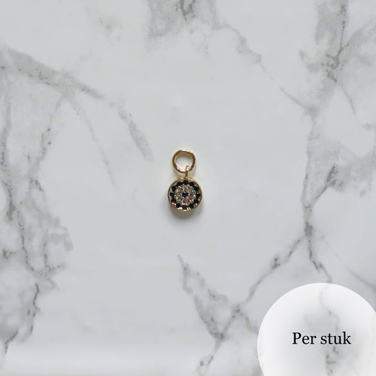 Mix & match bedel met witte en blauwe zirkonia goudkleur