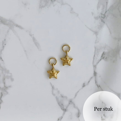 Mix & Match RVS ster bedel met reliëf goudkleurig