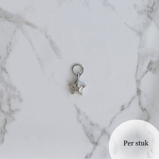 Mix & Match RVS ster bedel met reliëf zilverkleurig