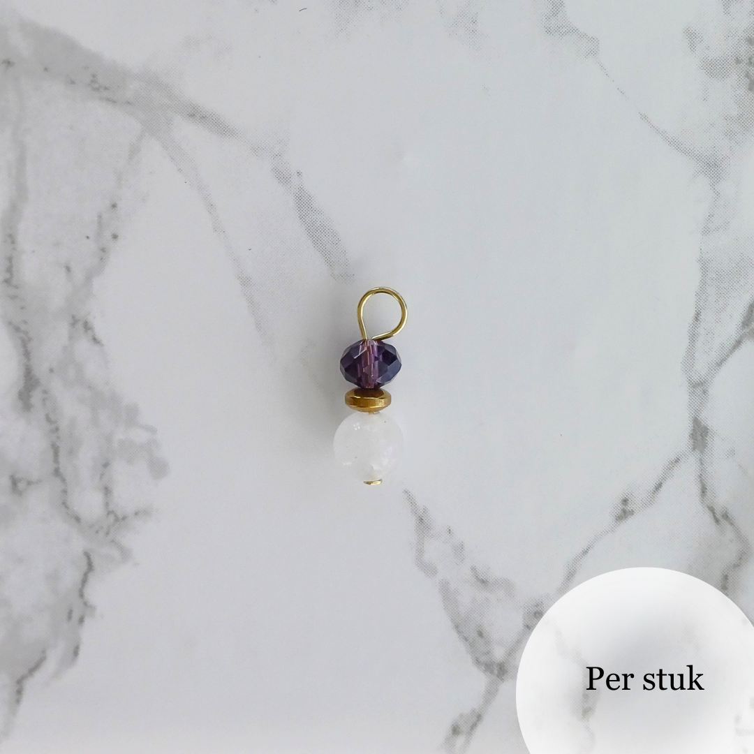 Mix & Match bedel met witte kwarts en amethist goudkleur