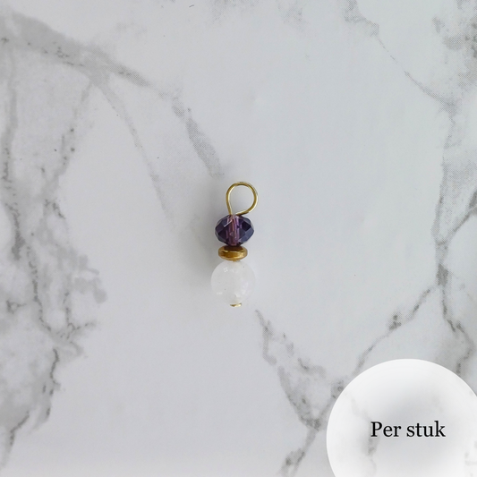 Mix & Match bedel met witte kwarts en amethist goudkleur