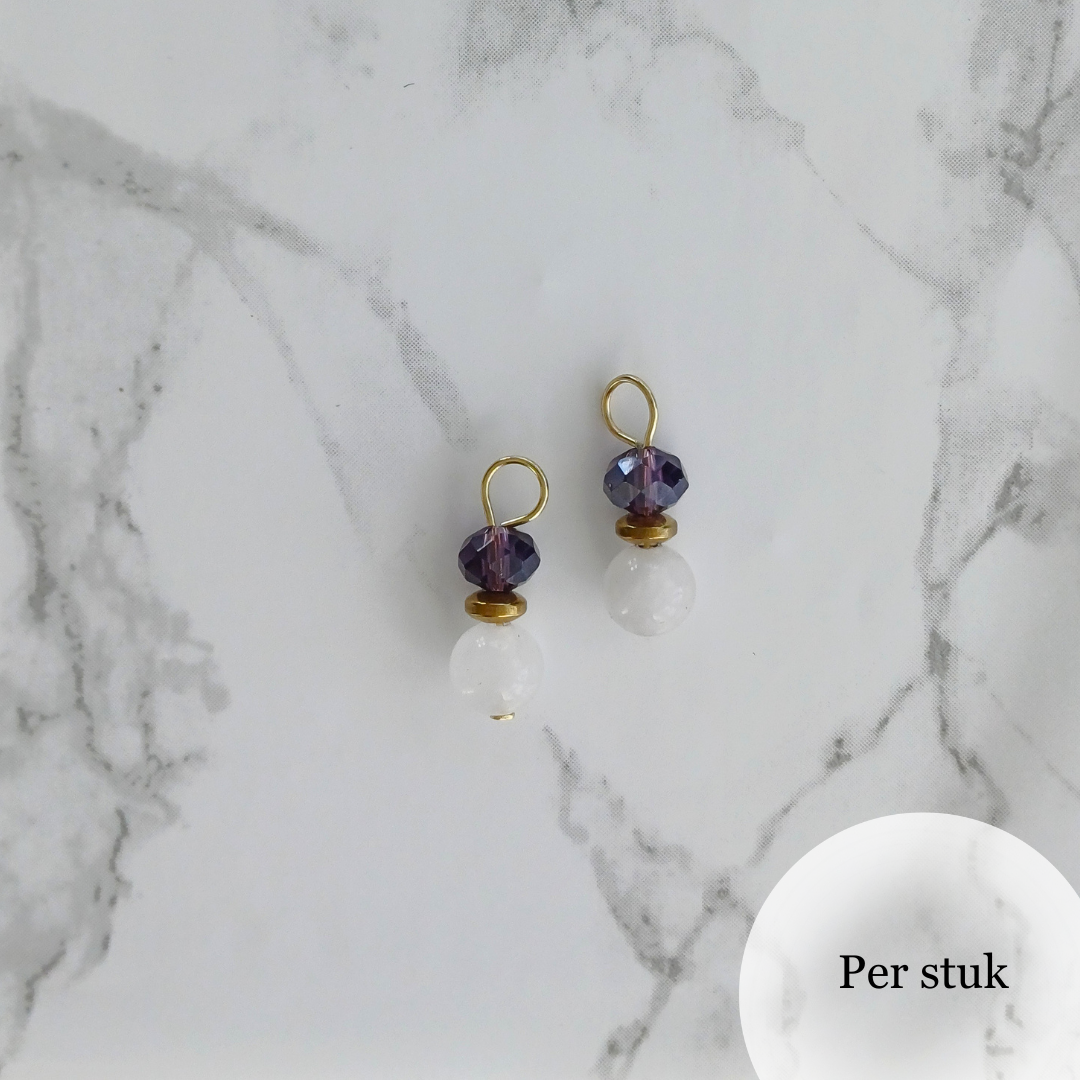 Mix & Match bedel met witte kwarts en amethist goudkleur