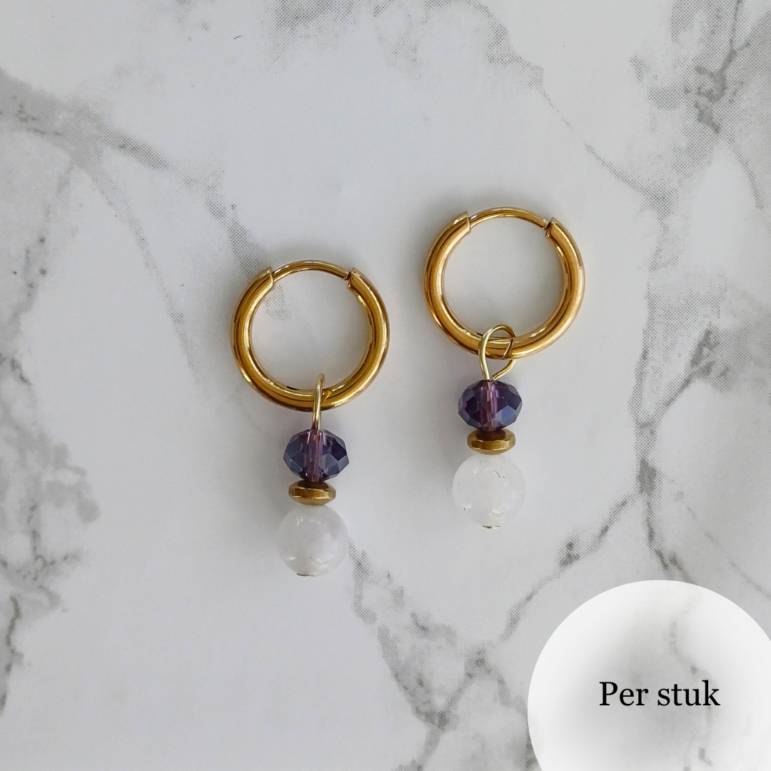 Mix & Match bedel met witte kwarts en amethist goudkleur