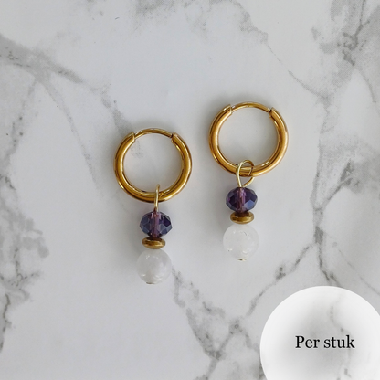 Mix & Match bedel met witte kwarts en amethist goudkleur