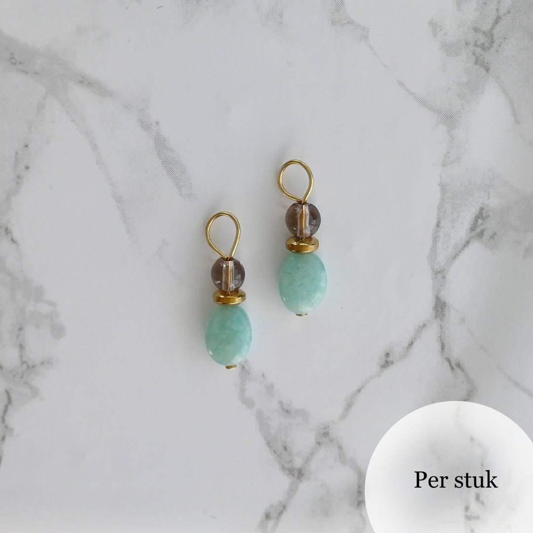 Mix & Match bedel met Amazoniet en Rookkwarts goudkleur