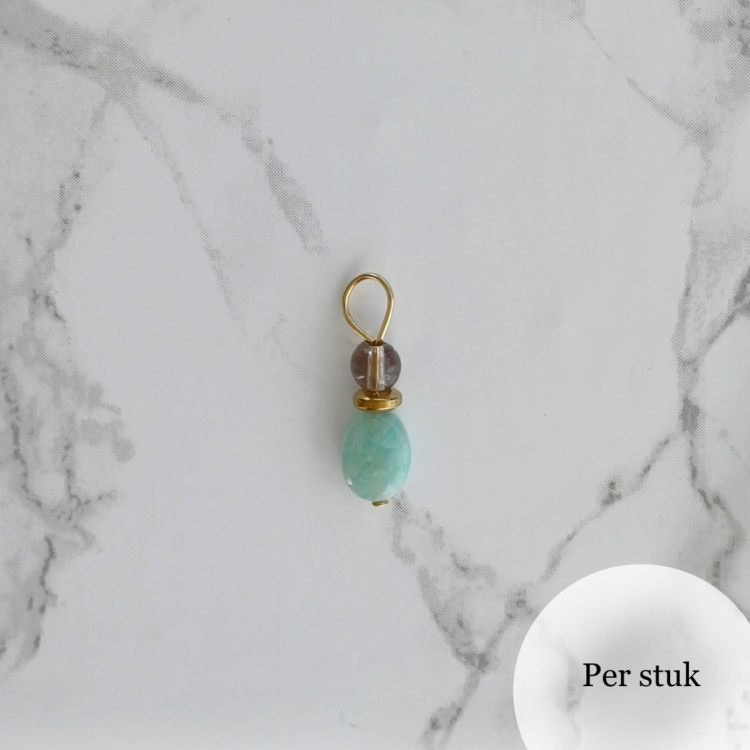 Mix & Match bedel met Amazoniet en Rookkwarts goudkleur