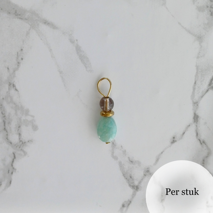 Mix & Match bedel met Amazoniet en Rookkwarts goudkleur