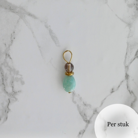 Mix & Match bedel met Amazoniet en Rookkwarts goudkleur