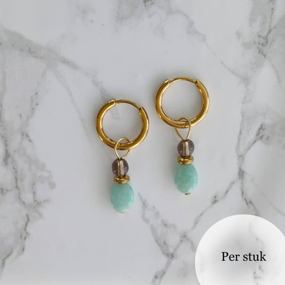 Mix & Match bedel met Amazoniet en Rookkwarts goudkleur