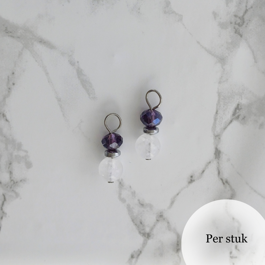 Mix & Match bedel met witte kwarts en amethist zilverkleur