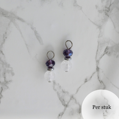 Mix & Match bedel met witte kwarts en amethist zilverkleur