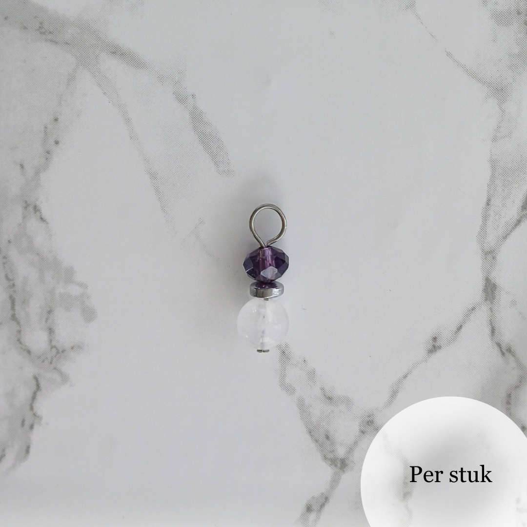Mix & Match bedel met witte kwarts en amethist zilverkleur