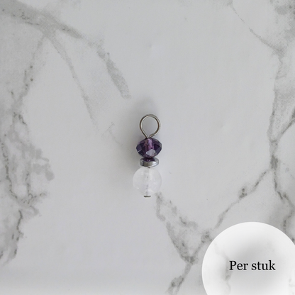 Mix & Match bedel met witte kwarts en amethist zilverkleur