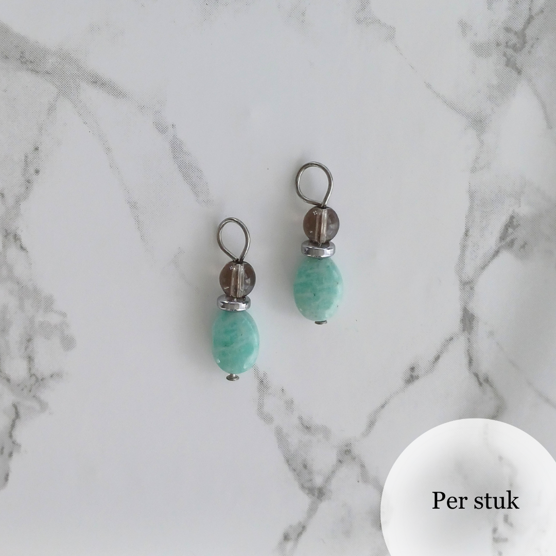 Mix & Match bedel met Amazoniet en Rookkwarts zilverkleurig