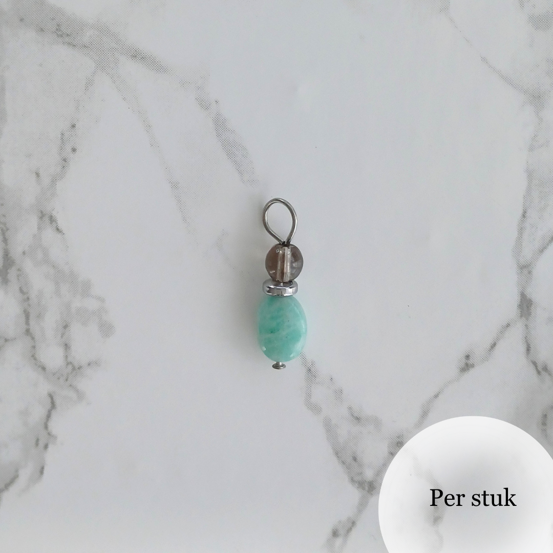 Mix & Match bedel met Amazoniet en Rookkwarts zilverkleurig