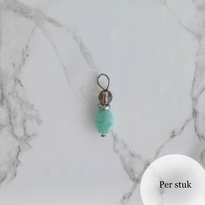 Mix & Match bedel met Amazoniet en Rookkwarts zilverkleurig