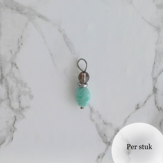 Mix & Match bedel met Amazoniet en Rookkwarts zilverkleurig